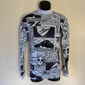 Collusion Pop Art Long Sleeve T Shirt  XS 34-36 97% polyester / 3% elastane